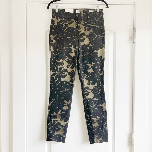 Gap Skinny Ankle Jacquard Pant Black/Gold Floral Print - 0 - Picture 1 of 4